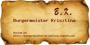 Burgermeister Krisztina névjegykártya